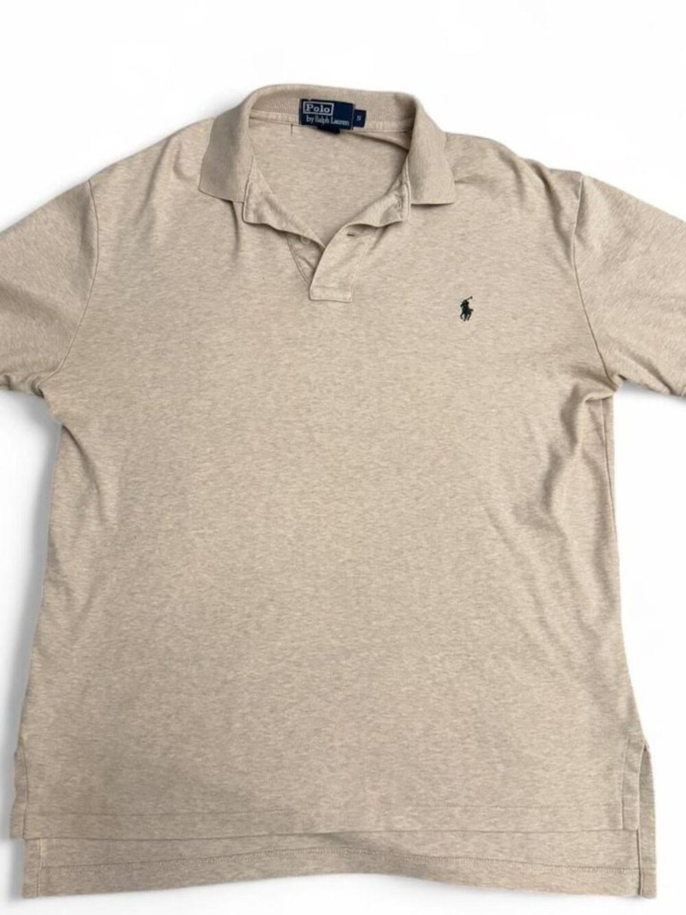 Polo Ralph Lauren Men's Short Sleeve Polo Shirt Heathered Beige Tan Size S Small